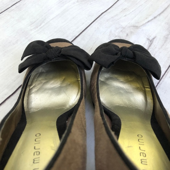 Ann Marino Brown Suede Heels with Black Bow - Picture 5 of 6